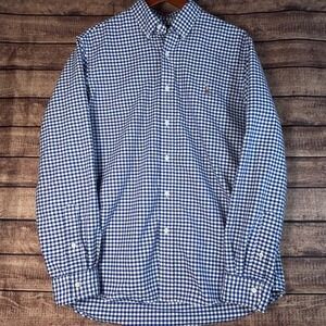 Polo Ralph Lauren Mens Blue Gingham Check Button Down Classic Fit L Flesh Pony
